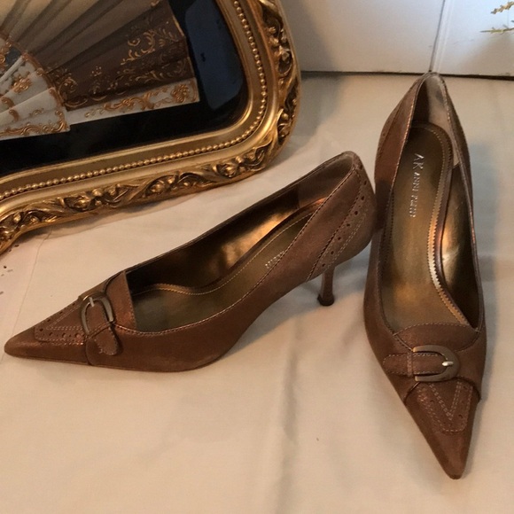 Anne Klein Bronze Suede Pumps - Picture 6 of 8